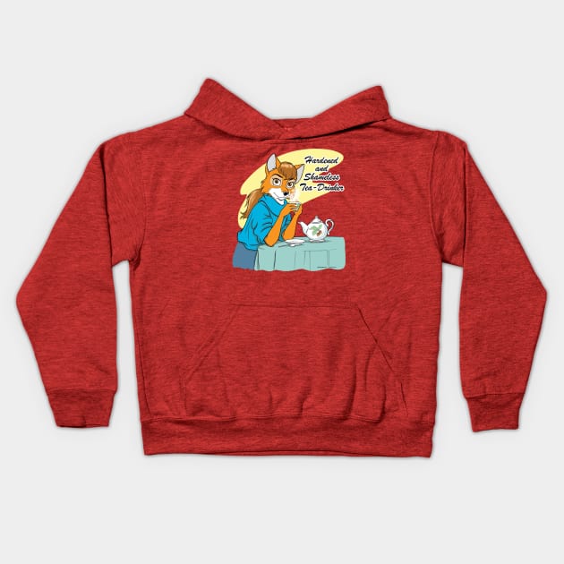 Tea Drinker Kids Hoodie by OzFoxes